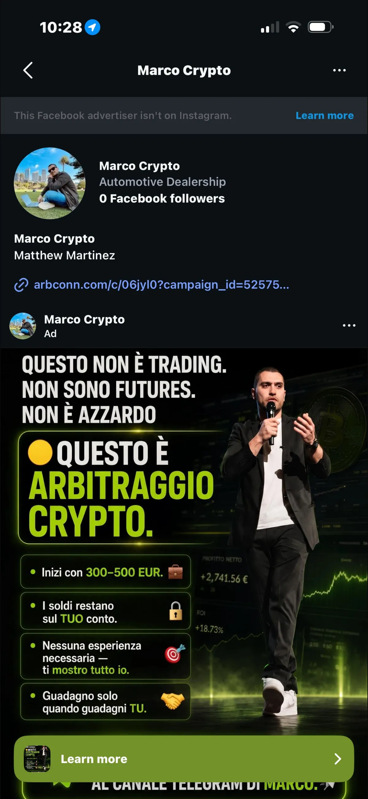Screenshot truffa — Facebook · 3 giugno 2026