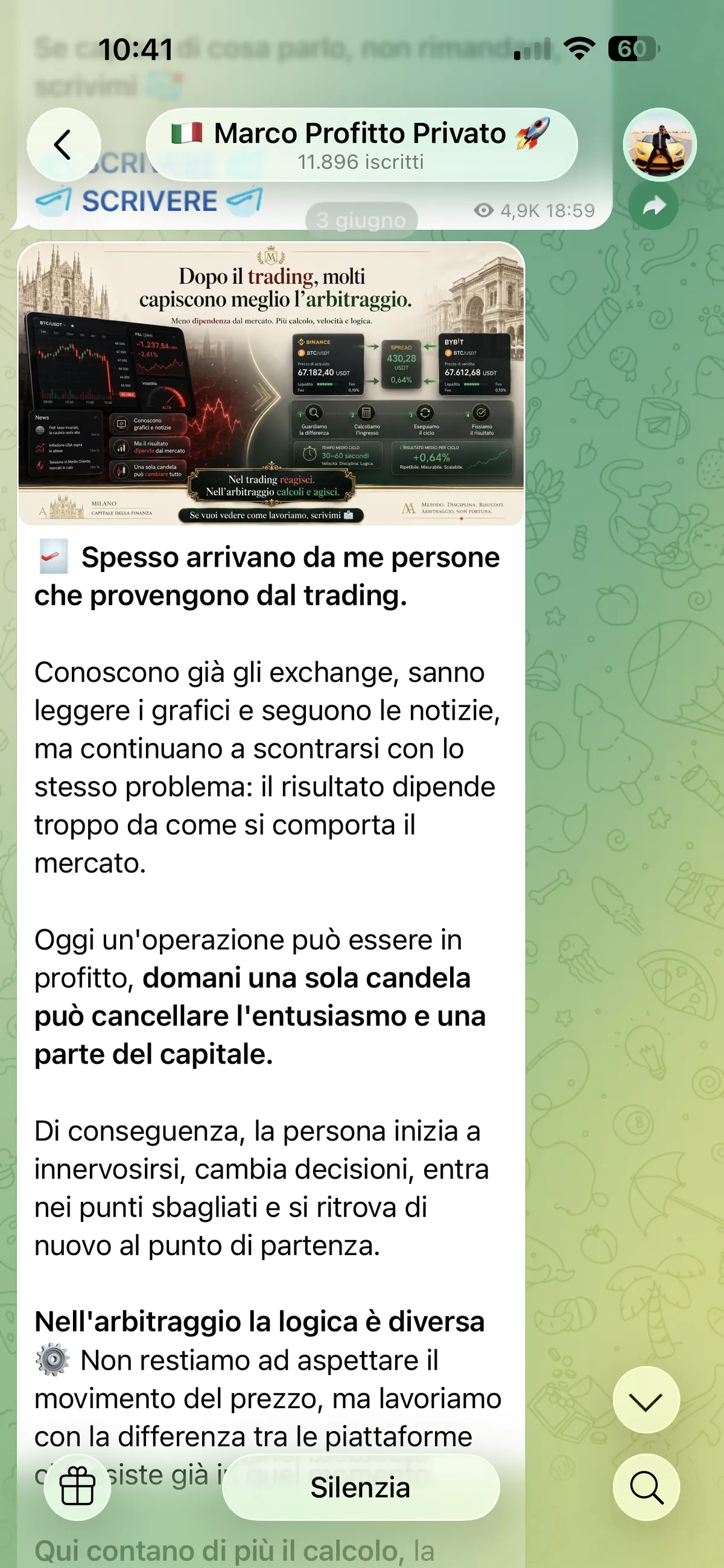 Screenshot truffa — Telegram · 3 giugno 2026