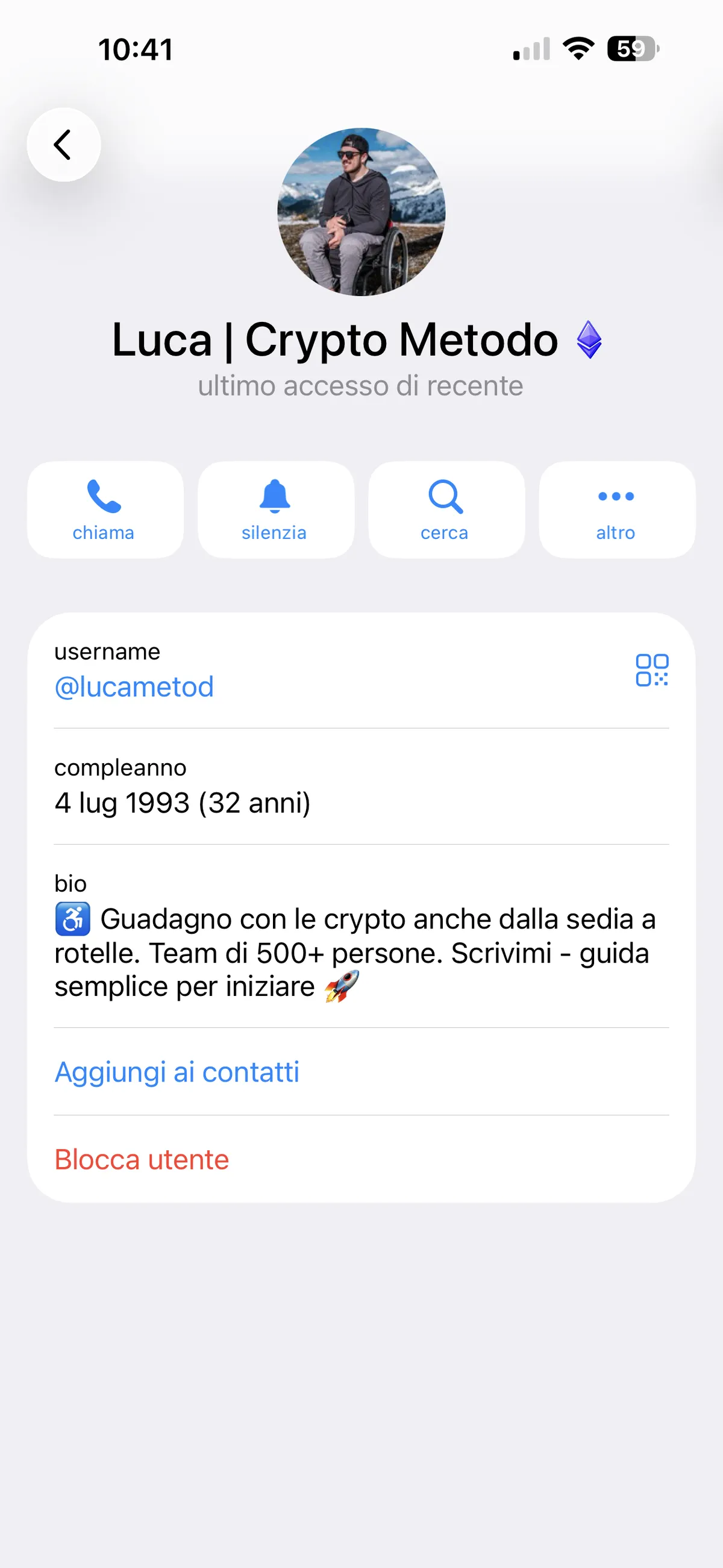 Screenshot truffa — Telegram · 3 giugno 2026