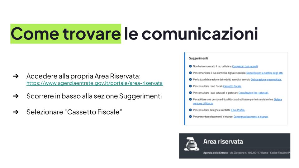 Come trovare le comunicazioni: accesso al Cassetto Fiscale dell'Agenzia delle Entrate